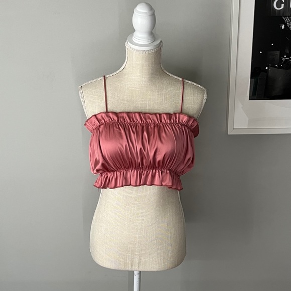 Pink Satin Crop Top - Picture 1 of 2